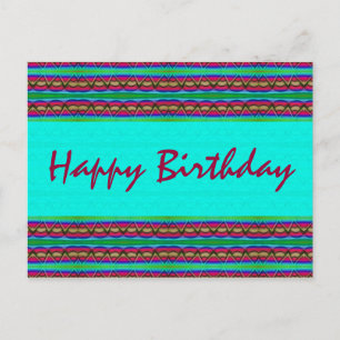 Happy Birthday turquoise red Postcard