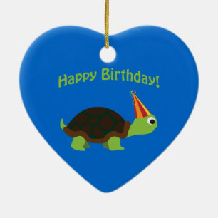 Happy Birthday! Turtle Ceramic Ornament