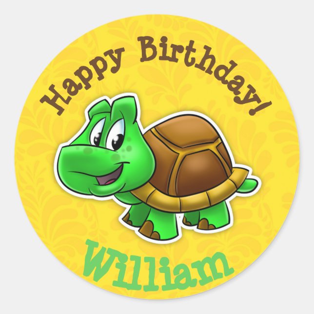 Happy Birthday Turtle Sticker (Front)