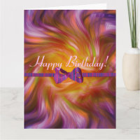 Happy Birthday !  twisted purple ribbon card