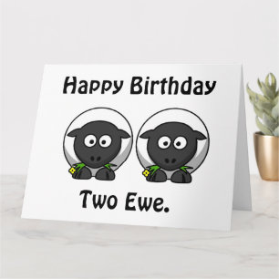 Happy Birthday Two Ewe To You Cartoon Card