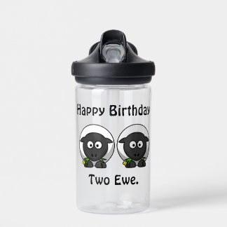 Happy Birthday Two Ewe To You Cartoon Water Bottle