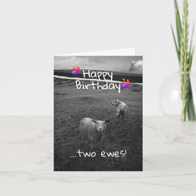 Happy Birthday Two Ewes Card (Front)