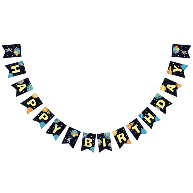 Happy Birthday Two the moon Outer space Bunting Flags (All)