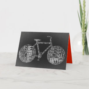Happy Birthday Typography Bicycle Card (Blank)