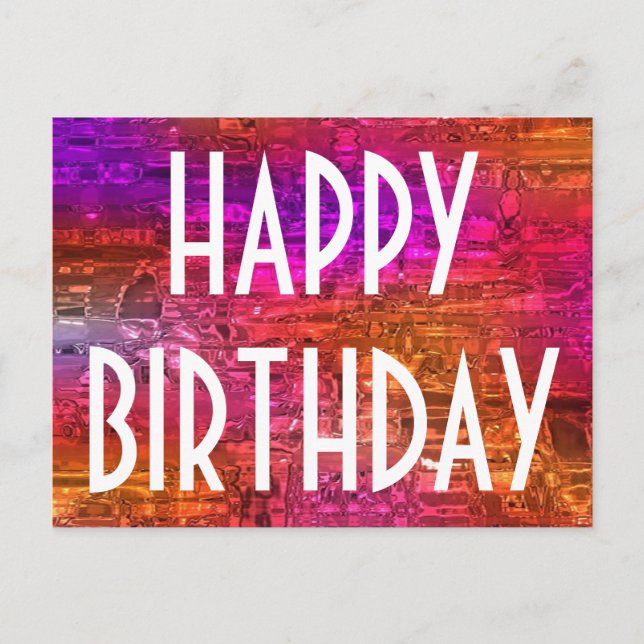 Happy Birthday Typography Colourful Art Pink Orang Postcard (Front)