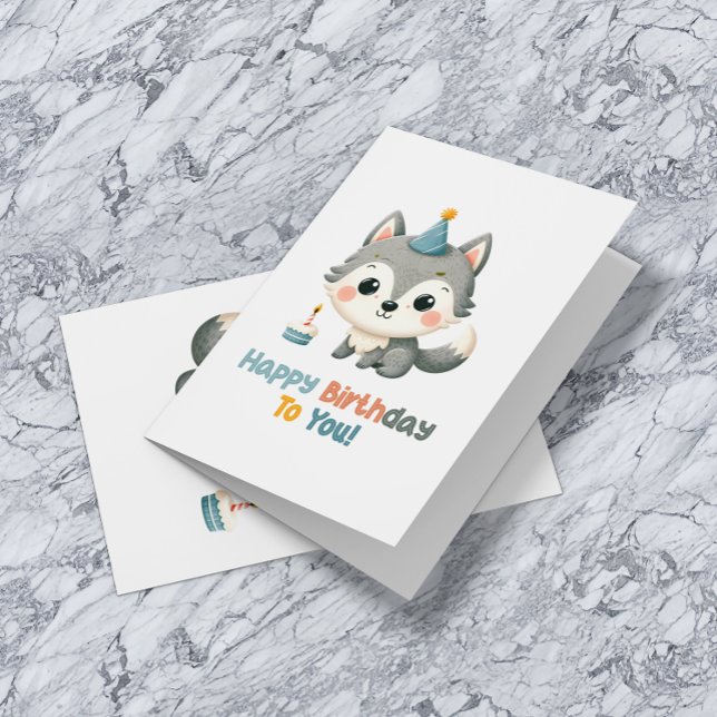 Happy Birthday Typography Cute Birthday Fox  Announcement (Creator Uploaded)