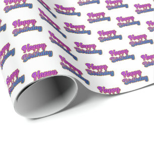 Happy Birthday Typography Design in Pink, Purple a Wrapping Paper