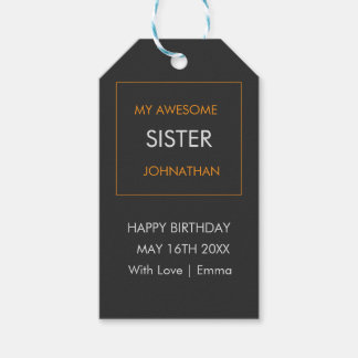 Happy Birthday, Typography White and Orange Gift Tags