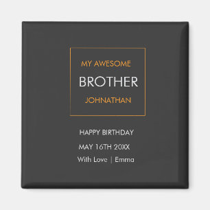 Happy Birthday, Typography White and Orange Magnet