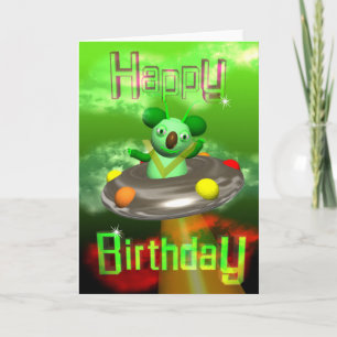 Happy Birthday UFO Koala by Valxart Card