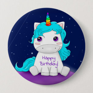 Happy Birthday Unicorn 4 Inch Round Button
