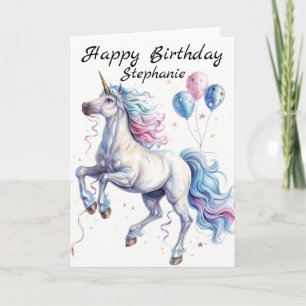 Happy Birthday Unicorn Personalized Card