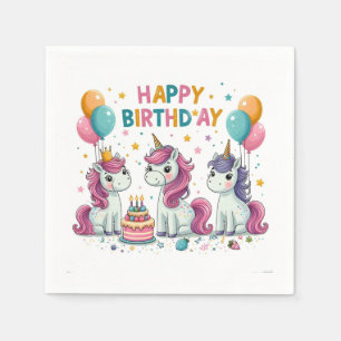 Happy Birthday Unicorns Napkin