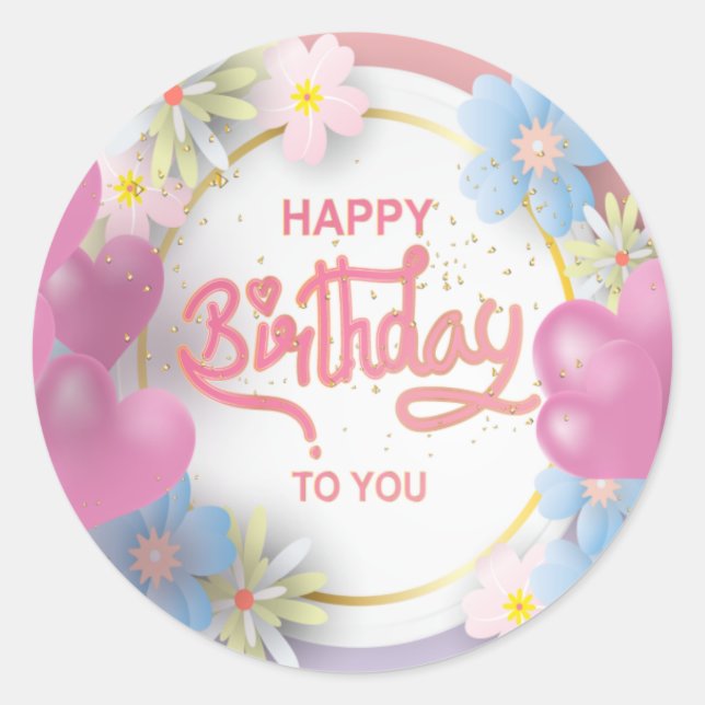 Happy Birthday unisex word art  Classic Round Sticker (Front)
