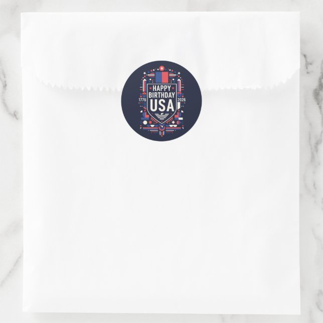 Happy Birthday USA 250 Classic Round Sticker (Bag)