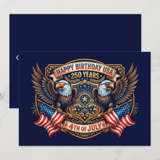 Happy Birthday USA 250 Years | Patriotic Eagles Holiday Card