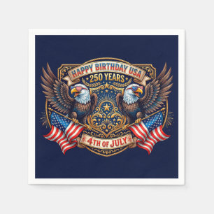 Happy Birthday USA 250 Years Patriotic Eagles Napkin
