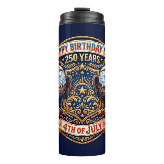 Happy Birthday USA 250 Years | Patriotic Eagles Thermal Tumbler