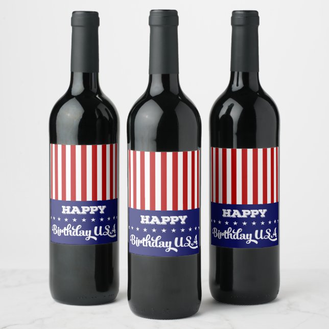 Happy Birthday USA Wine Label Set (Bottles)