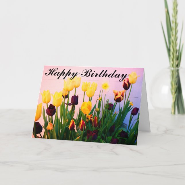 Happy Birthday Various Tulips #1 Card (Front)