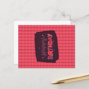 Happy Birthday Vertical Stringed Ornaments Pink Postcard