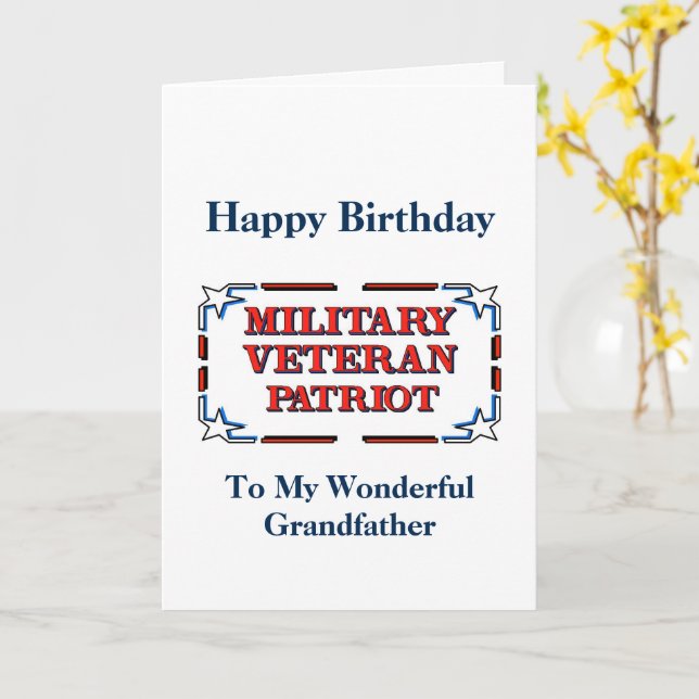 Happy Birthday Veteran Grandfather Card (Yellow Flower)