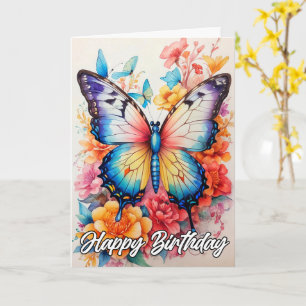 Happy Birthday   Vibrant Artistic Butterfly Card