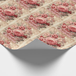 Happy Birthday Victorian Roses Illustration  Wrapping Paper