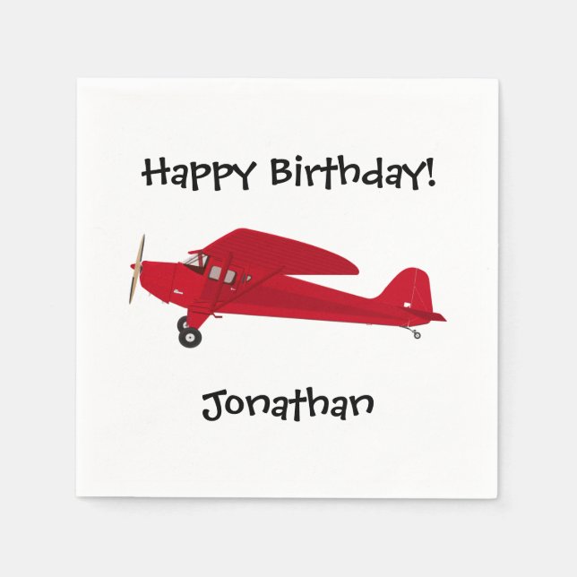 Happy Birthday Vintage Airplane Paper Napkins (Front)