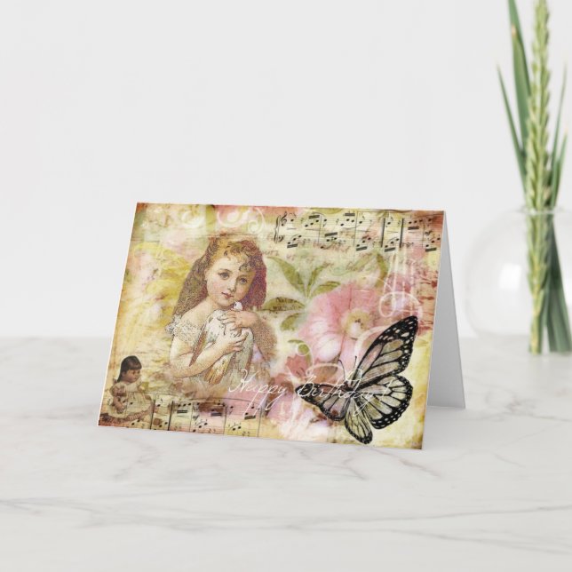 Happy Birthday Vintage Collage Card (Front)