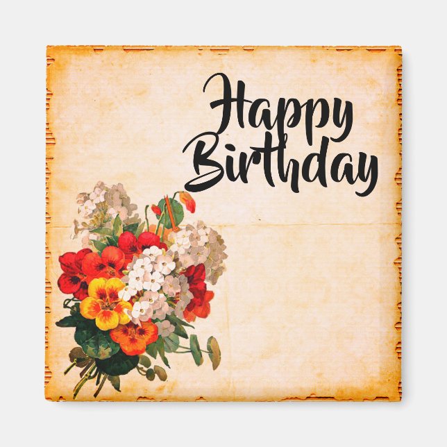 Happy Birthday Vintage Customizable Magnet (Front)