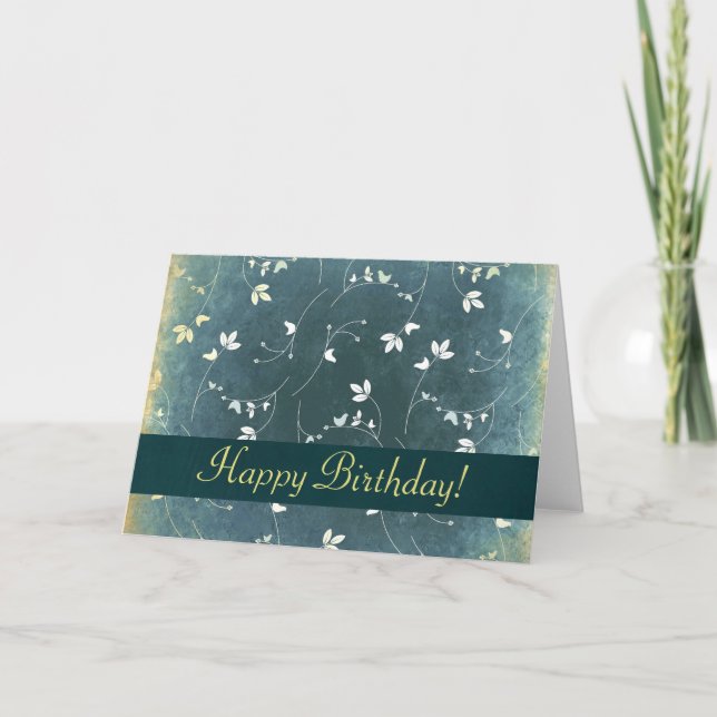 Happy Birthday Vintage Pattern with Birds Card (Front)