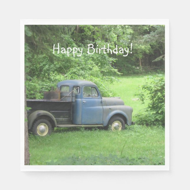 Happy Birthday Vintage Truck Napkin (Front)