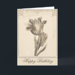 happy birthday vintage tulip elegant greeting card<br><div class="desc">greetings card with vintage tulip design and aged background and ornaments</div>