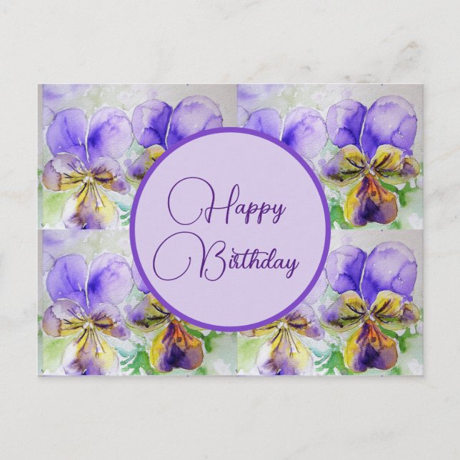 Happy Birthday Viola floral ladies Postcard (Front)