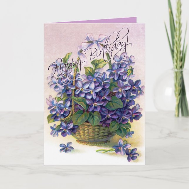 Happy Birthday Violets Card (Front)