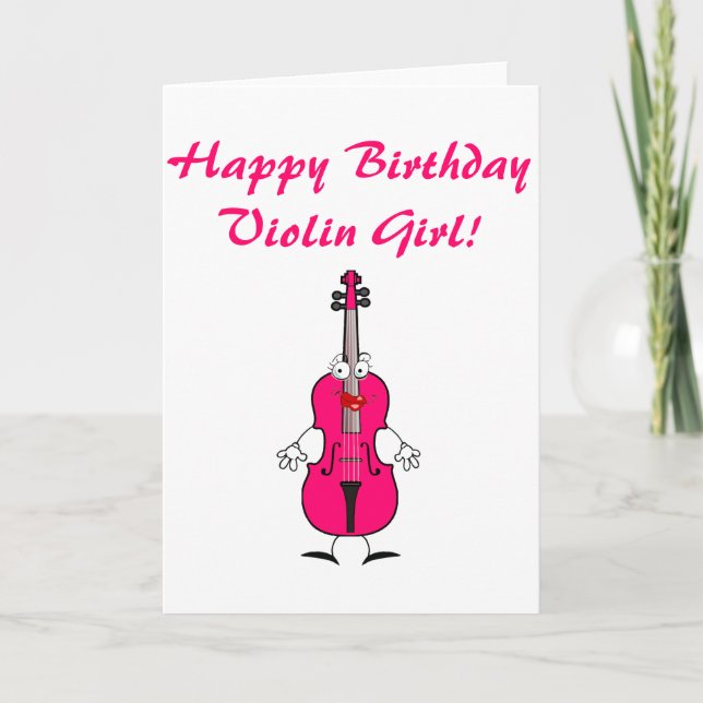 Happy Birthday Violin Girl Card (Front)