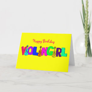 Happy Birthday Violin Girl Card