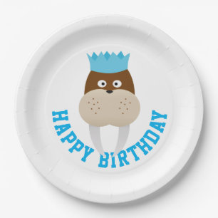 Happy Birthday Walrus Paper Plate