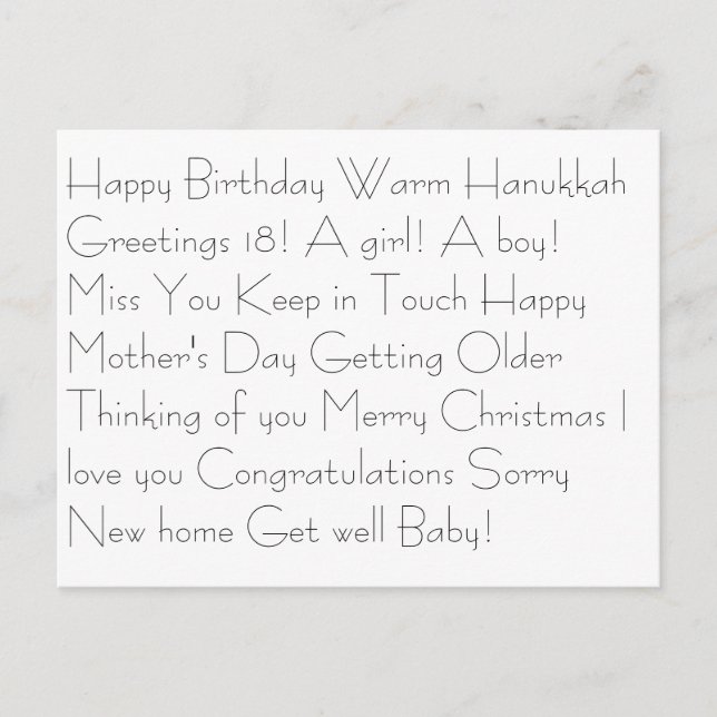 Happy Birthday Warm Hanukkah Greetings 18! A gi... Postcard (Front)