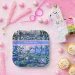 Happy Birthday, Water Lilies artwork, Paper Plate<br><div class="desc">Happy Birthday, beautiful painting by Claude Monet, Water Lilies, 1919.</div>