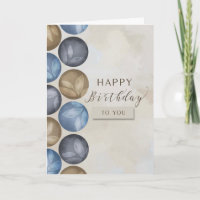 Happy Birthday Watercolor Circles with Leaves