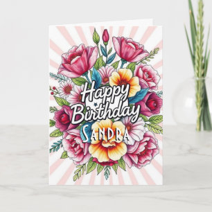 Happy Birthday Watercolor Floral Bouquet Card