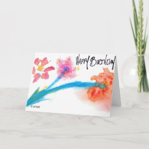 Happy Birthday Watercolor / Flower Card