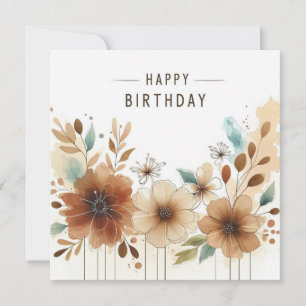 happy birthday watercolor flowers  card