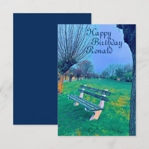 Happy Birthday Watercolor Garden Bench For Him