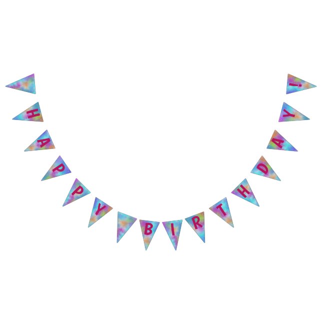 Happy Birthday Watercolor Holi Abstraction Bunting Flags (All)