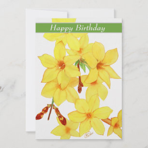 Happy Birthday Watercolor Jasmine Flower Card