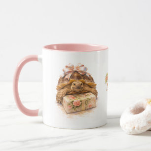 Happy Birthday Watercolor Sulcata turtle present Mug